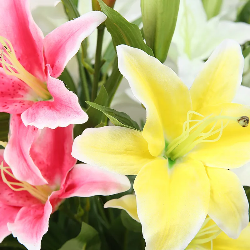 Artificial silk flowers fake lily branch 78 cm long DIY To Happy Home