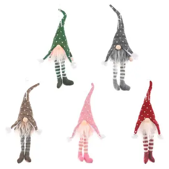 

Christmas Swedish Gnome Santa Long Leg Hat Doll Ornaments with LED Light Hanging Xmas Tree Holiday Home Party Decoration