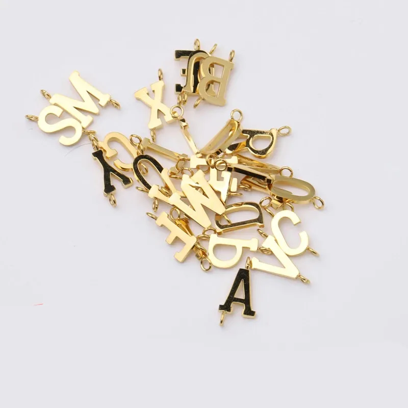 Initials Letter Connector Charms Mirror Polish Stainless Steel Letter A-Z Initial Charms For DIY Making Necklace Bracelets