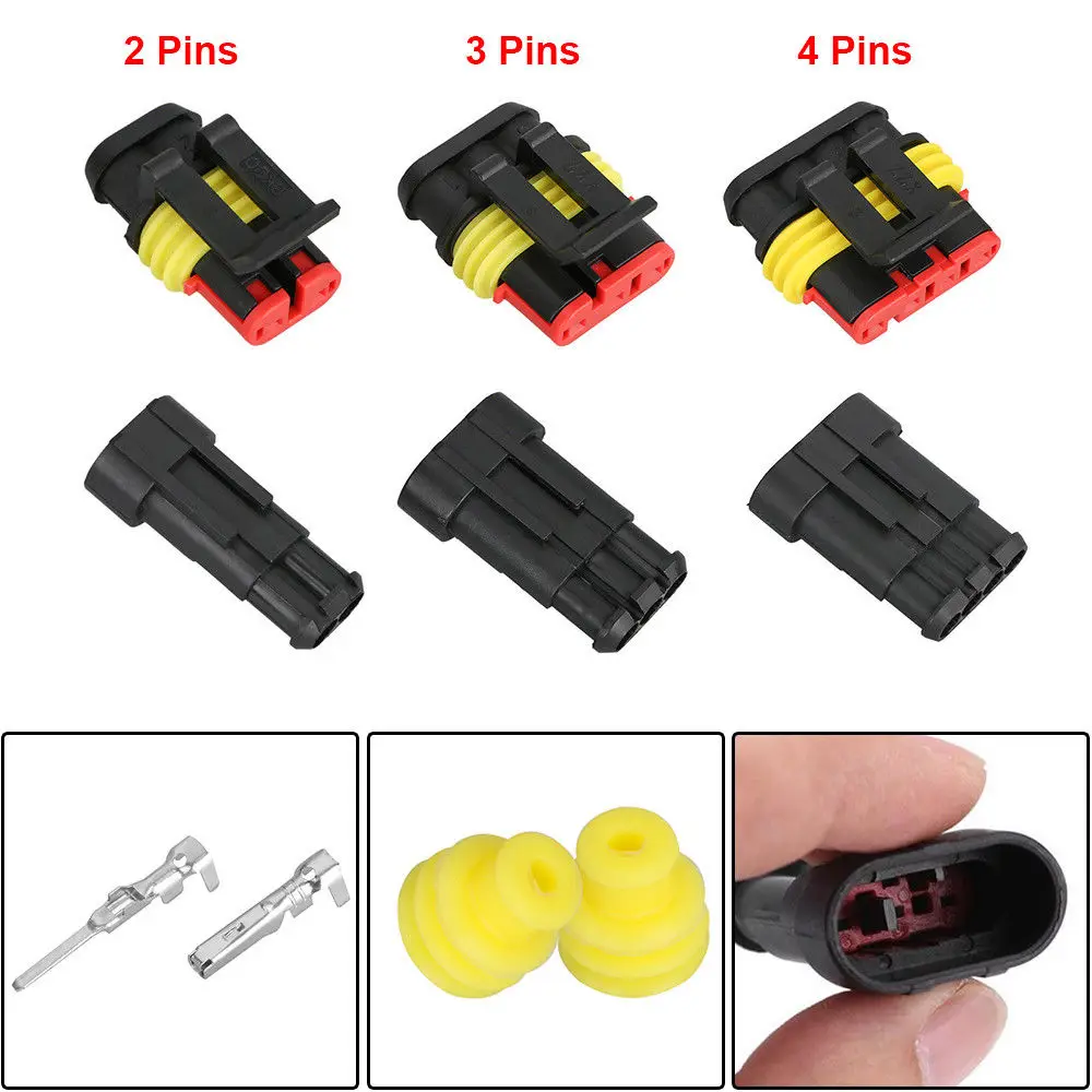 

300V 12 A 15 Sets 2+3+4 Pins Way Car Auto Sealed Waterproof Electrical Wire Connector Plug For Cars, Motorcycle, Trucks