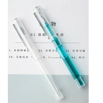 

Simple Design Transparent Fountain Pen Crystal Fine Nib Ink Pens Calligraphy Writing Stationery Office School Supplies H6215