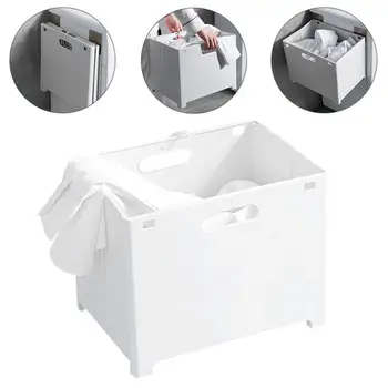 

Clothes Storage Box Hanging Laundry Basket Collapsible Wall-Mounted Telescopic Storage Container for Organizing Clothes Towels