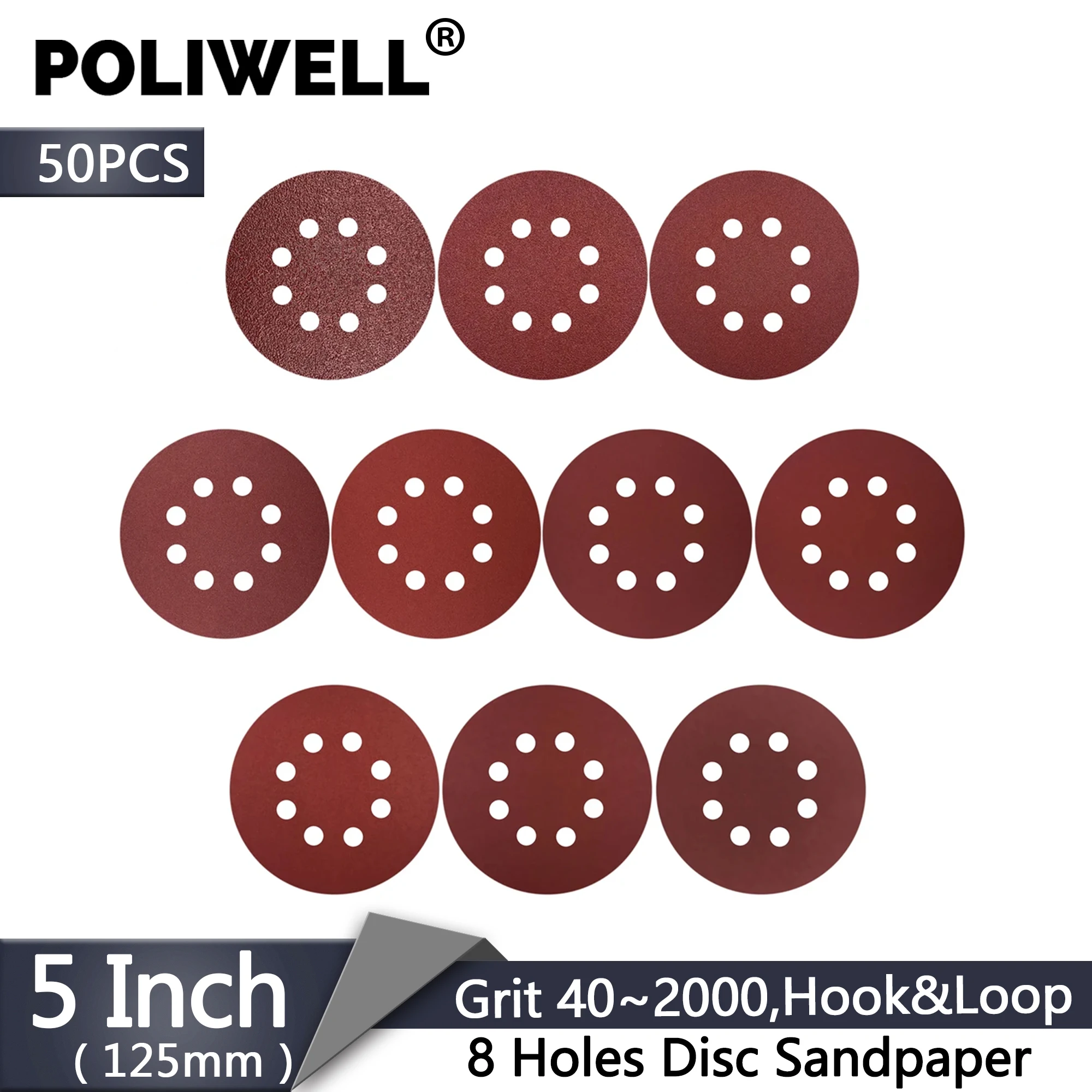 

Круги-липучки, разные отверстия, 5 дюймов, 125 мм, 50 шт.