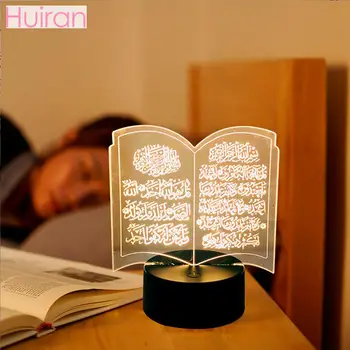 

HUIRAN 2020 Happy Eid Mubarak Decoration LED Night Light Table Lamp Muslim Symbol Building Words Print For Home Decor Eid Gift