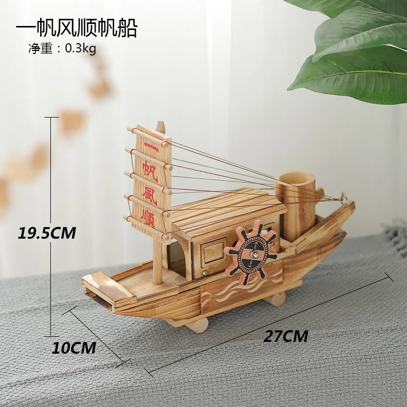 Chinese Antique Wood Sails Sailing Music Box Ornaments Creative Wooden Music Box Children Birthday Gift