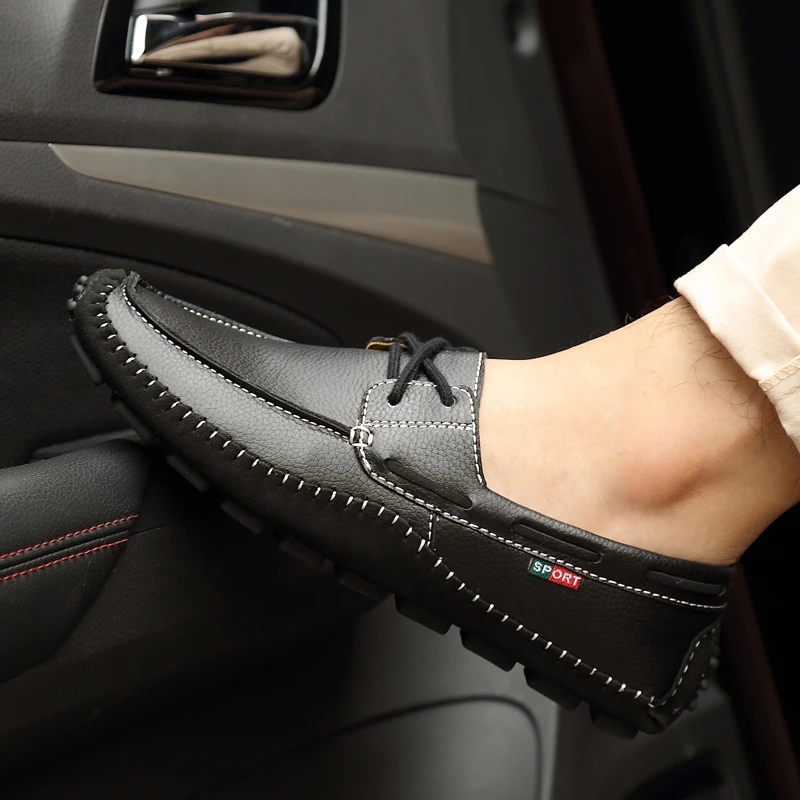 Spring and autumn men's shoes comfortable high quality lightweight lace loafers leathe non-slip wear-resistant large size 47