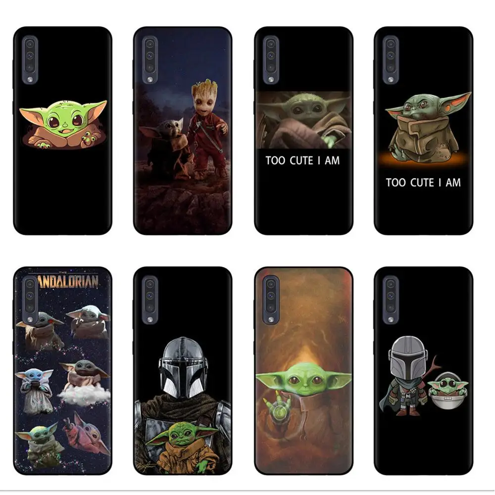 

Lovely Baby Yoda silicone Phone case shell for Samsung A10 A20 A30 A40 A50 A70 A7 A6 A8 A9 Plus 2018 Mandalorian Black Cover