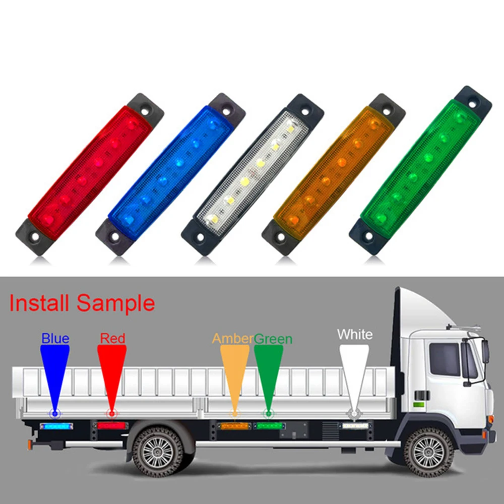 FORTEK 6 SMD светодиодный Авто Грузовик грузовой прицеп боковые габаритные указатели поворота сигнальные огни хвост, предупреждение Лампа для фары заднего света 12 V-24 V