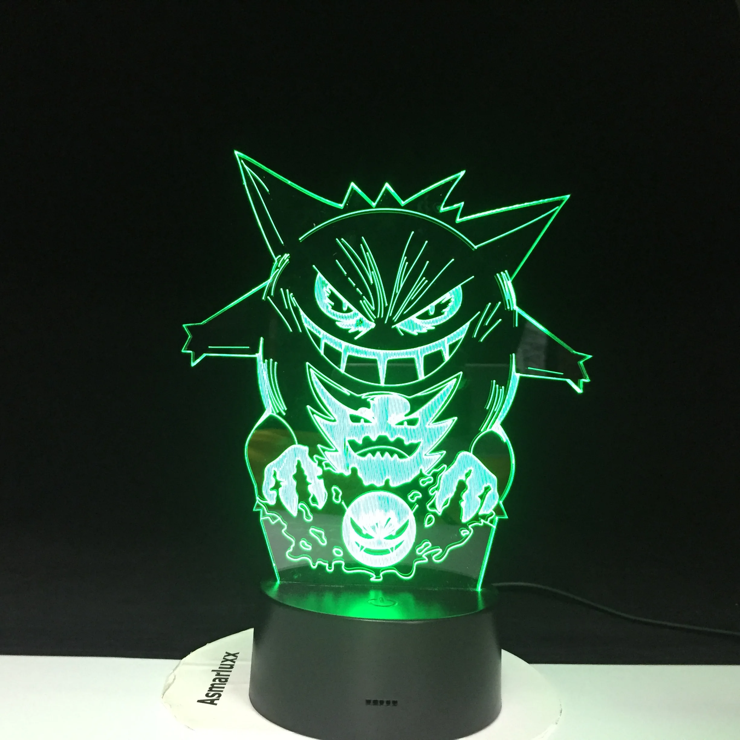 Покемон генгар, 3D лампы холодный Красочный светодиодный ночной Светильник USB Черный База мультфильм декоративные настольная лампа ребенок Рождественский подарок 815