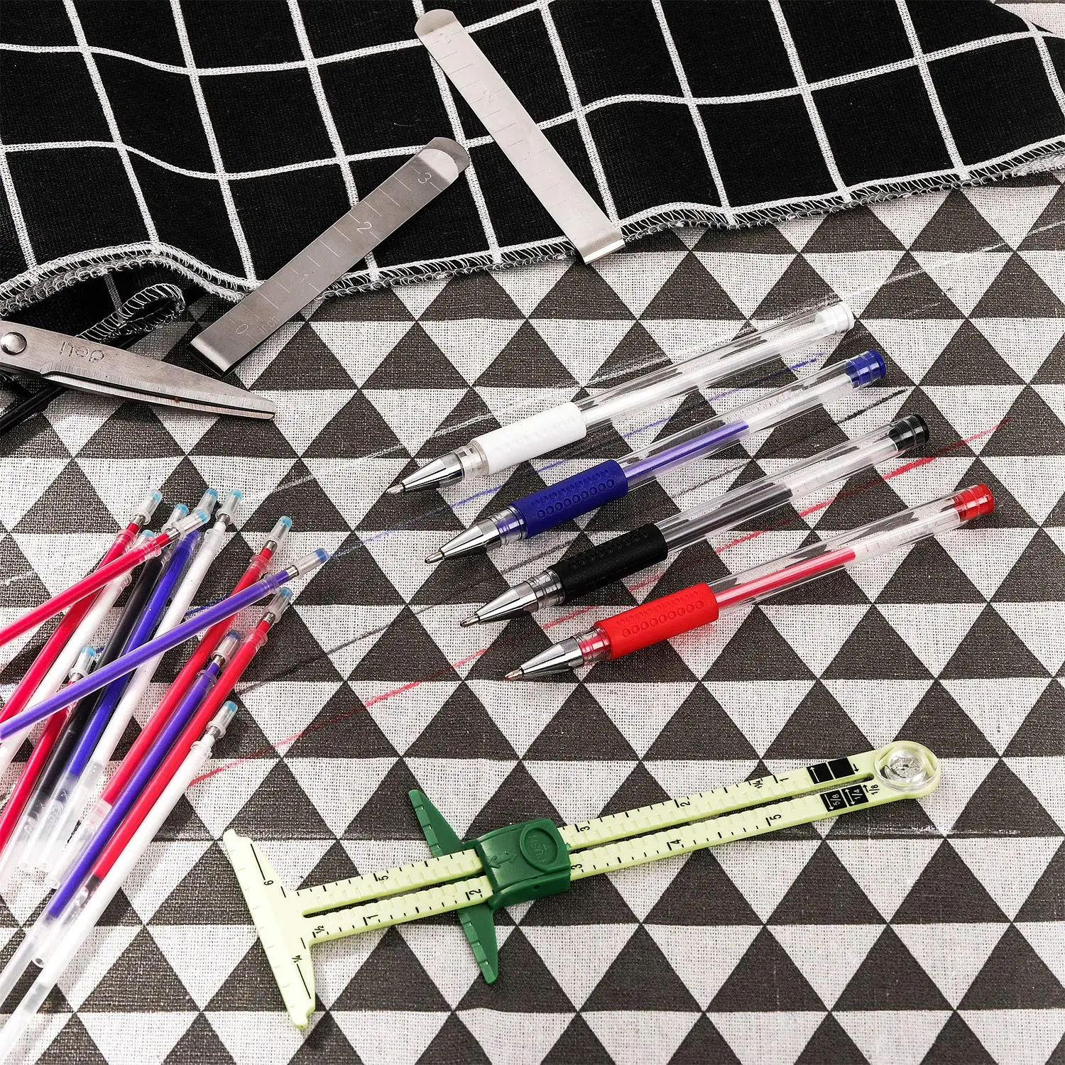 4 шт. термо стереть Pens12SetHeat стираемая ткань многоразового использования-Образный скользящий Калибр SewingMeasuringTool для шитья квилтинга изготовления платьев