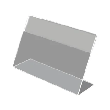 

Clear Plastic Table Sign Price Tag Label Display Paper Promotion Card Holders Small L Shape Stands 100Pcs