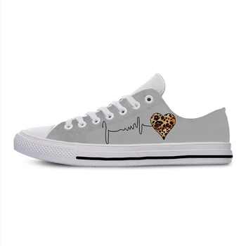 

heartbeat love Leopard Cute Funny Fashion Casual Canvas Shoes Low Top Lightweight Breathable 3D Print Men women Female Sneakers