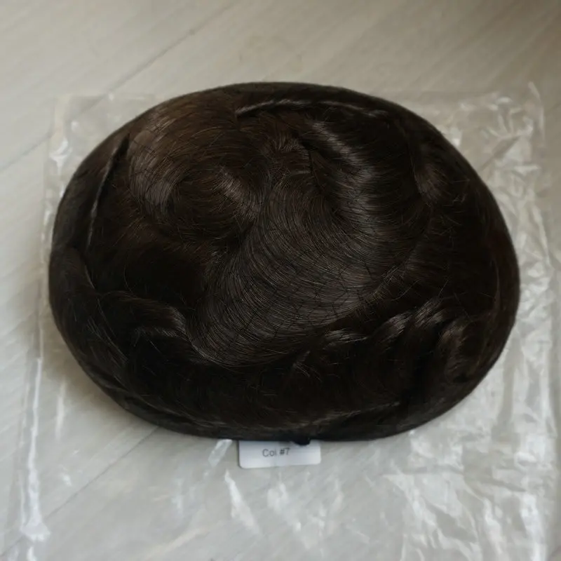 7# Hstonir серый моно кружево человеческие индийские волосы remy парик для мужчин цвет волос H033 - Парик Цвет: 7#