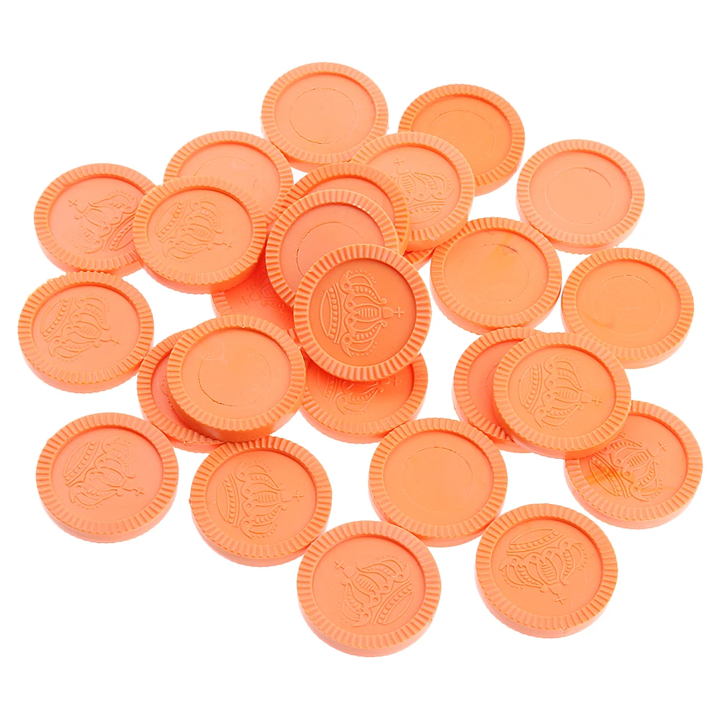 Orange 24 шт. пластиковые фишки для игровой валюты с рисунком короны DIY казино - Цвет: Orange