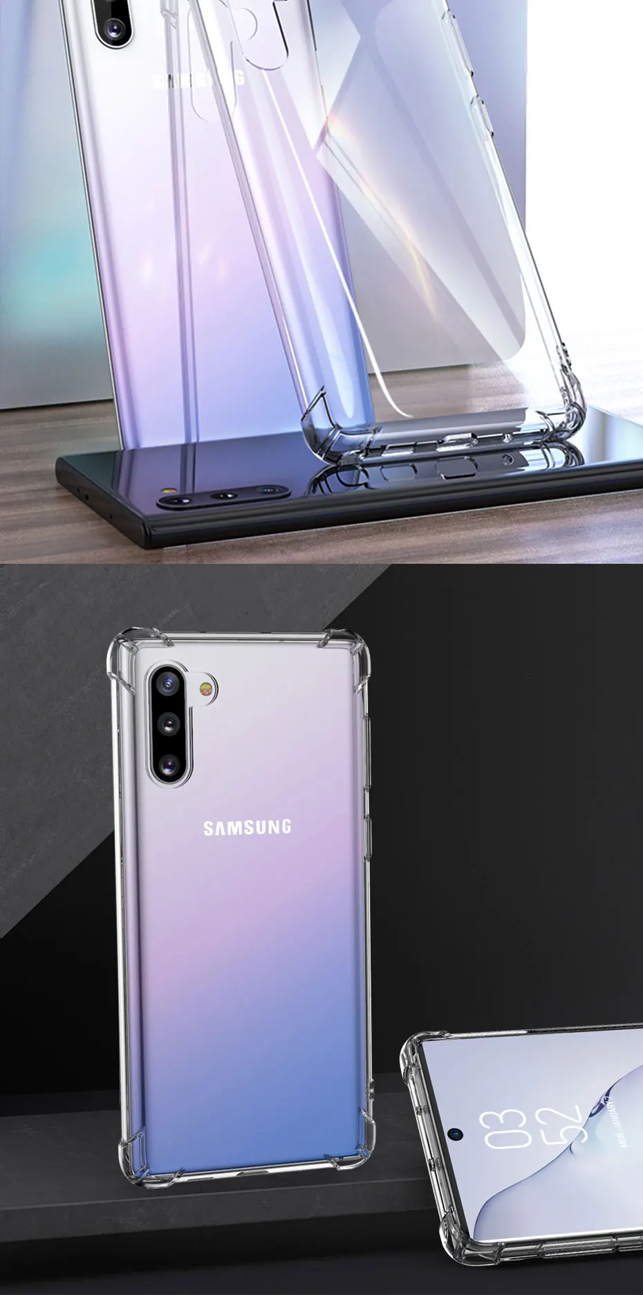 Shockproof Silicone Phone Case For Samsung Galaxy Note 10 9 8 Full Cover Case For Galaxy S8 S9 S10 Plus S10E S7 Protective Case