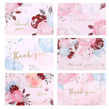 

6 Sets Thank You Cards Graduation Thanking Cards Creative Flowers Design Card with Envelop for Friends Teachers Students