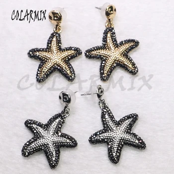 

5 Pairs Starfish earrings star dangle earrings mix colors vintage crystal accessories for women earrings jewels 9321