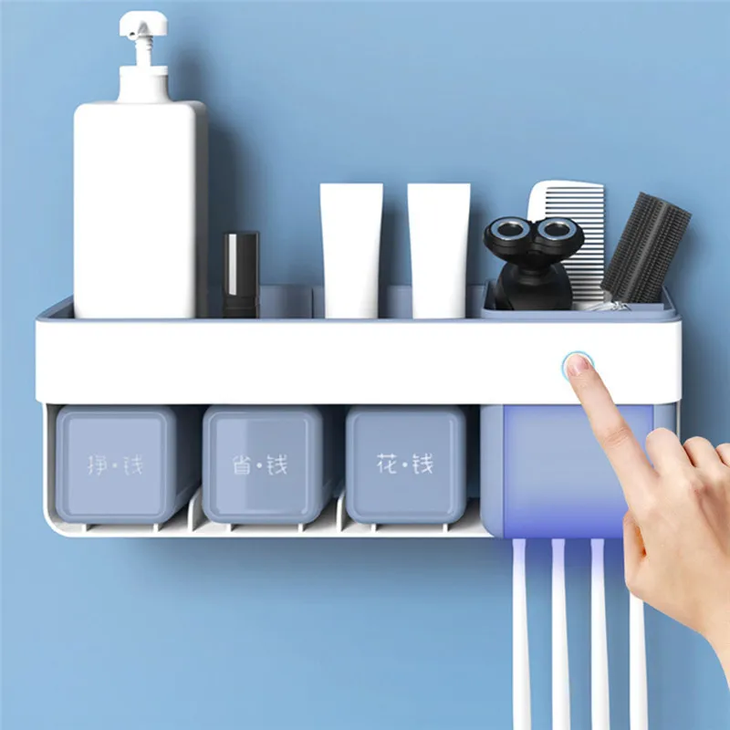 

Bathroom Accessories Wall-Mounted Toothbrush Holder Automatic Toothpaste Dispenser Toothpaste Squeezer with UV Sterilizer XNC