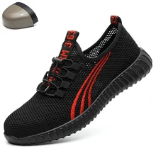 Дышащая сетчатая рабочая обувь; черные мужские летние дезодорирующие легкие туфли с мягкой подошвой со стальным носком; устойчивые к прокалыванию; Militar De