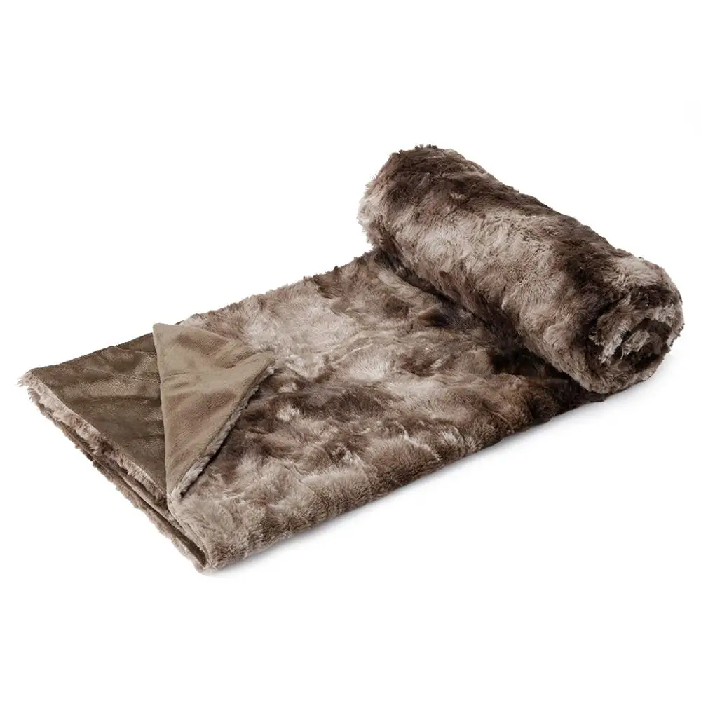  LANGRIA Faux Fur Fleece Blanket Throw Lightweight Portable Soft Blanket Machine Washable For Home C