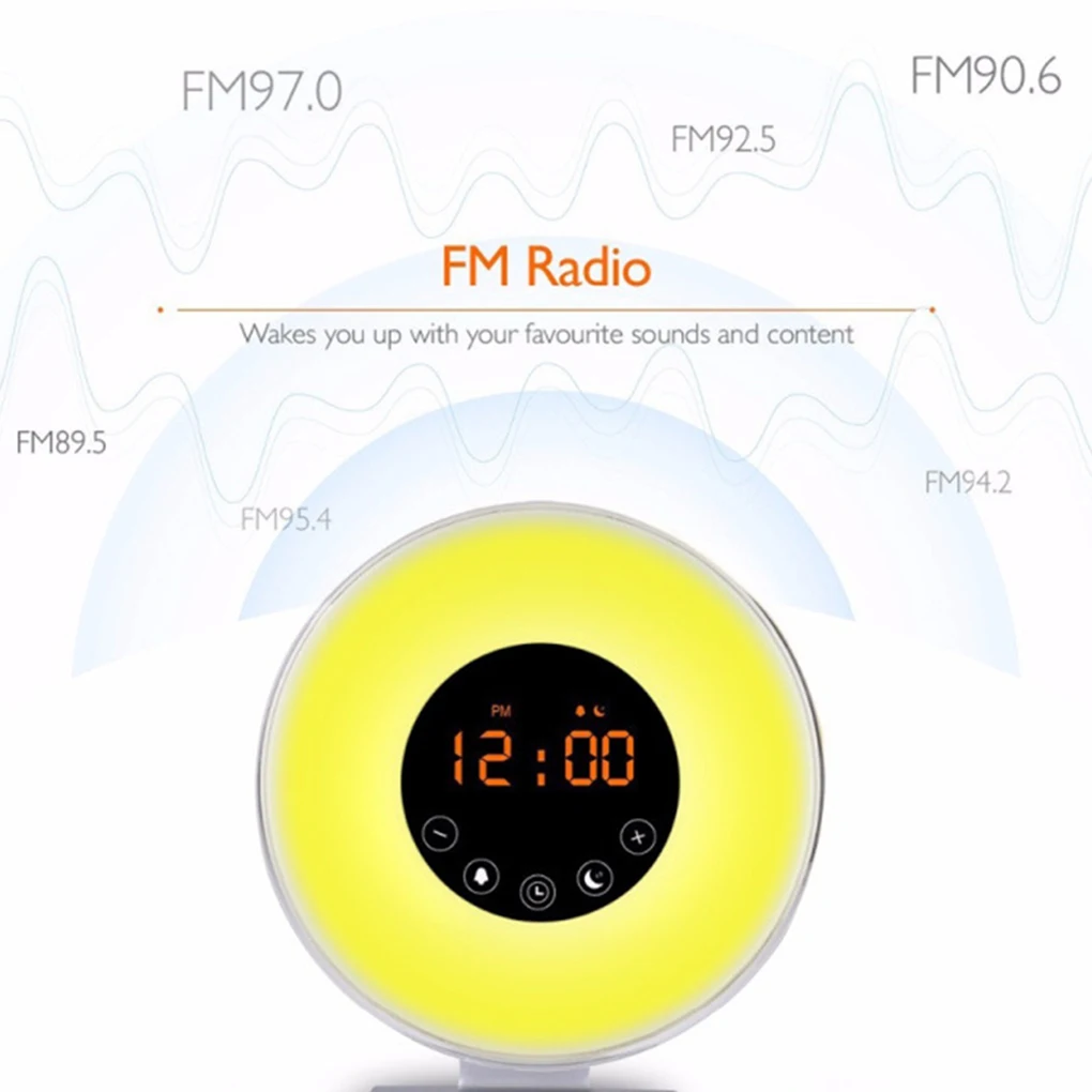 LED Digital Alarm Clock Lamp Night Light Snooze/Sunset FM Radio Memory Function FM Radio Touch Control Alarm EU/US/UK/AU Plug
