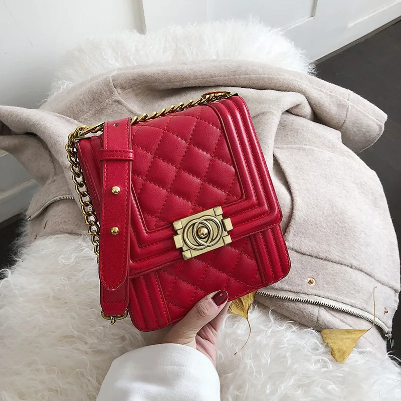 

Early Spring INS Super Fire Korean-style Verticle Rhombus Chain Bag Graceful Bag Mobile Phone Bag Women's Crossbody Bag Fashion