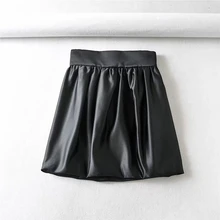 Мини-юбки с высокой талией, женская уличная черная сатиновая юбка, винтажные женские корейские юбки-бутоны на молнии, пастельные юбки с рюшами