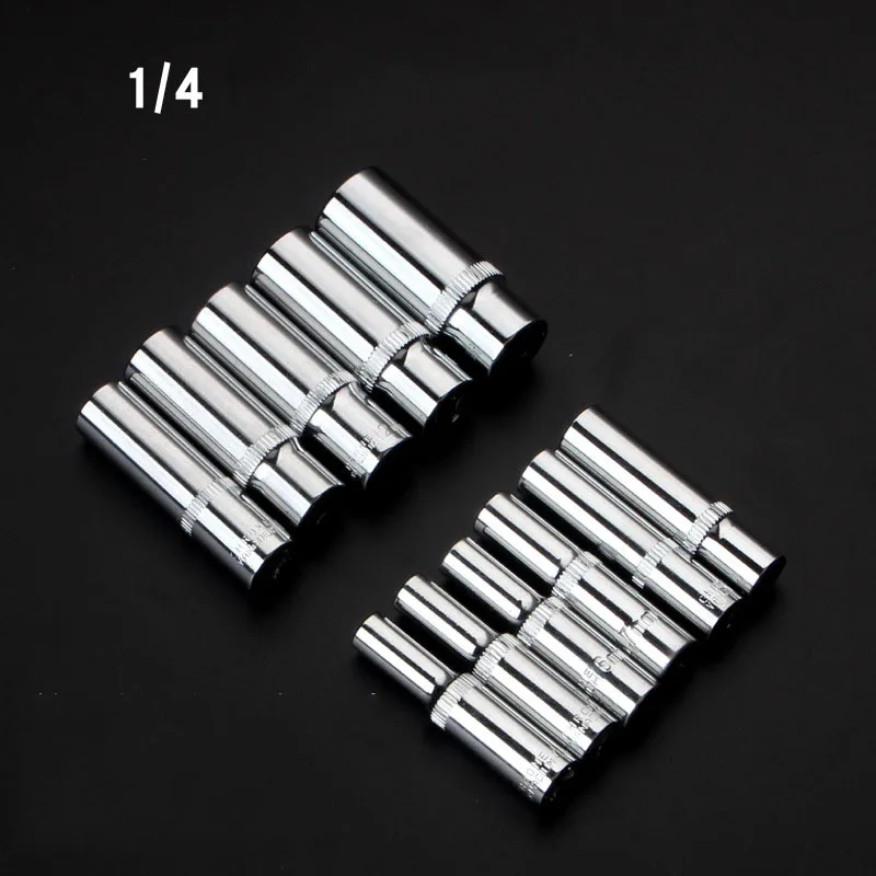 11pcs 1 4 Socket Set Adapter Long Sockets 4 14mm Deep Socket Tool Heads
