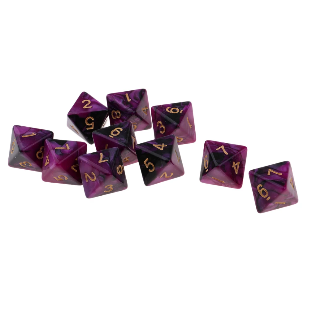 10 Pieces Polyhedral Dice Set Multi-sided Dice D8 for TRPG D& Dragons Game 8-sided Dice Set 