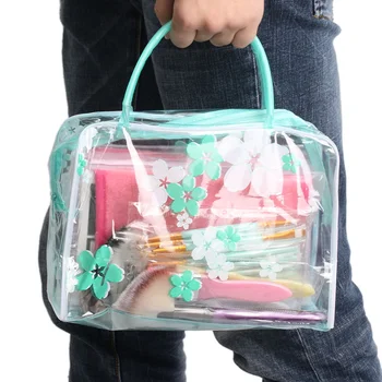 

Women Girl Clear Toiletry Bag Floral Waterproof Portable Toiletry Organizer Makeup Bag Transparent Beauty Bag for Travel