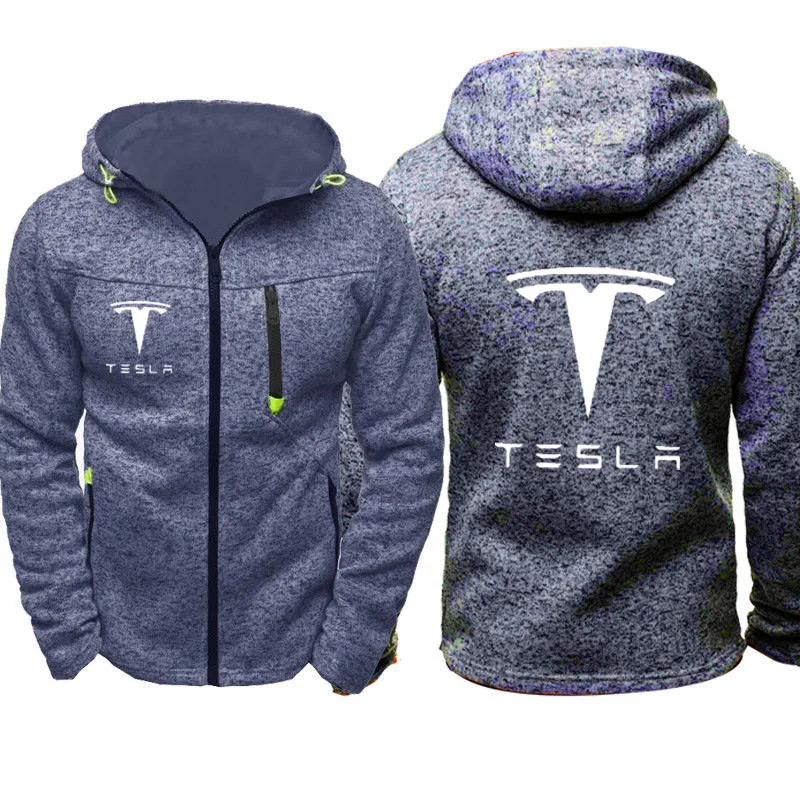 Мужские толстовки с капюшоном и логотипом Tesla, повседневные толстовки с капюшоном в стиле хип-хоп Харадзюку с длинным рукавом, мужская куртка на молнии, мужская толстовка с капюшоном, одежда