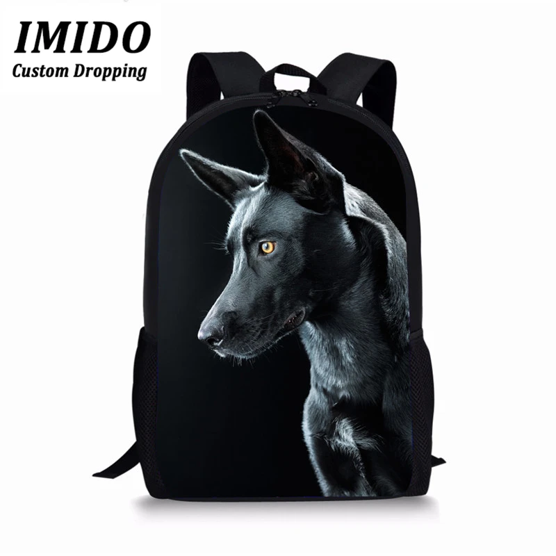 IMIDO, животные, черная собака, большой дог/мопс, Питбуль/Французский бульдог, с принтом, детские школьные сумки для учеников начальной школы, сумки для книг - Color: WLL3444C