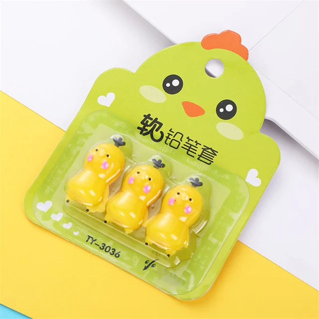 1 Set Cartoon Soft Silicone Pencil Caps Pencil Extender Pencil Cover Protection Pencil Cap Student Writing Stationery Supplies 5