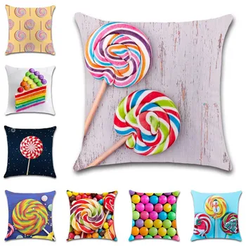 

Lollipop sweet sugar printed Cushion Cover decorative Home Throw sofa chair car seat friend kids boys bedroom gift pillowcase