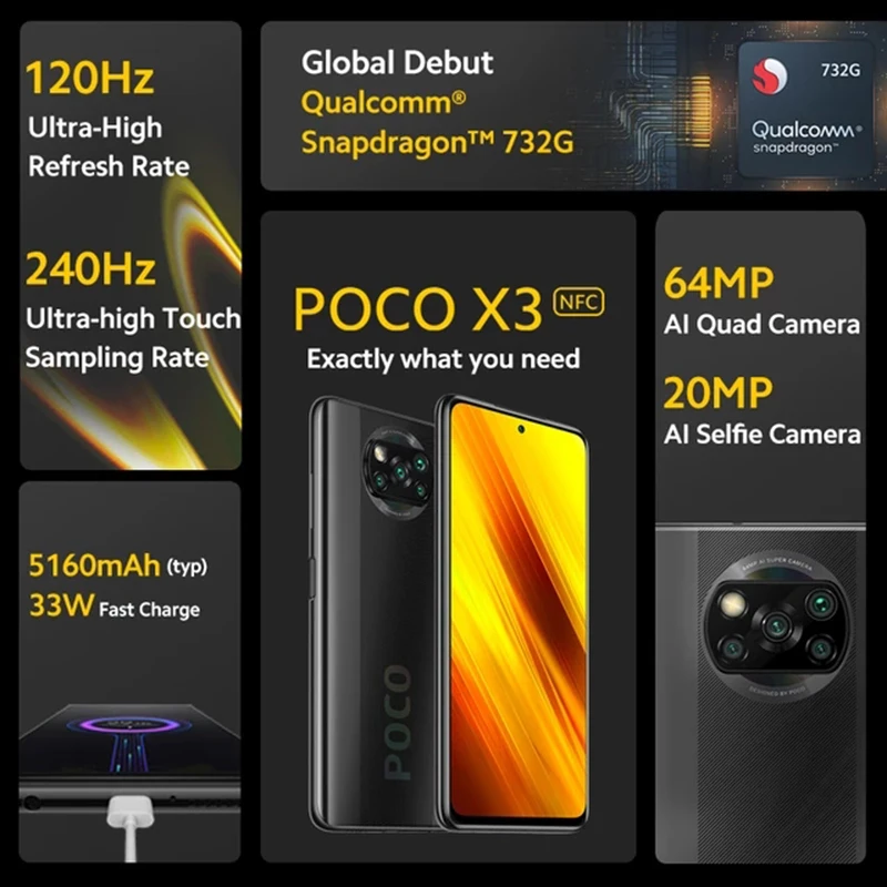 Global Version Xiaomi POCO X3 NFC 64GB 128GB