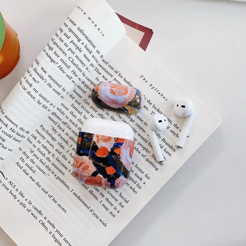 Чехол в стиле ретро с масляными рисунками для Apple Airpods, милые Bluetooth наушники с ромашками, Жесткий Чехол для наушников, чехол для Airpods