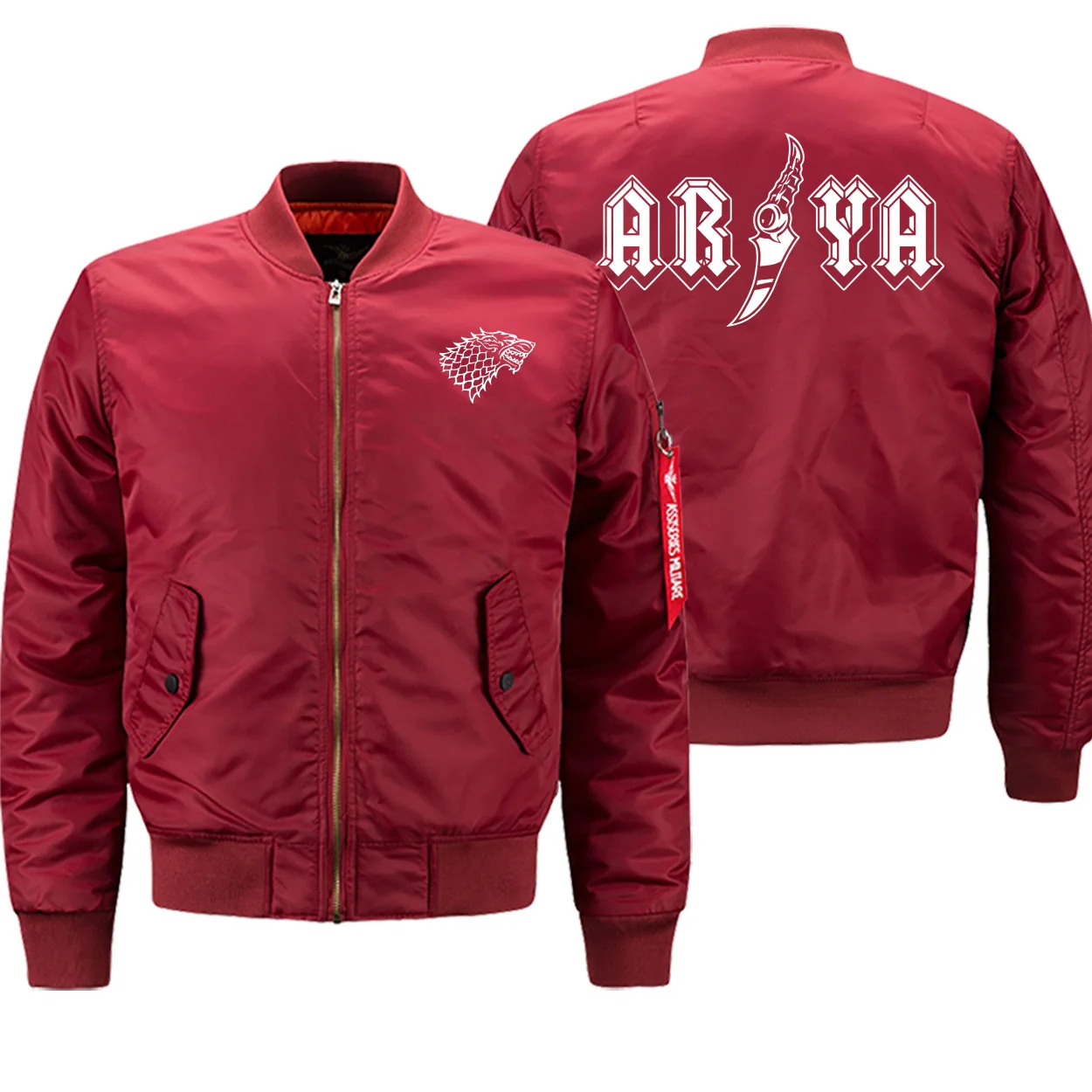 AR YA, Ретро стиль, с принтом,,, осенне-зимние куртки для мужчин, высокое качество, на молнии, уличная одежда, пальто, толстая мотоциклетная куртка-бомбер - Цвет: red5