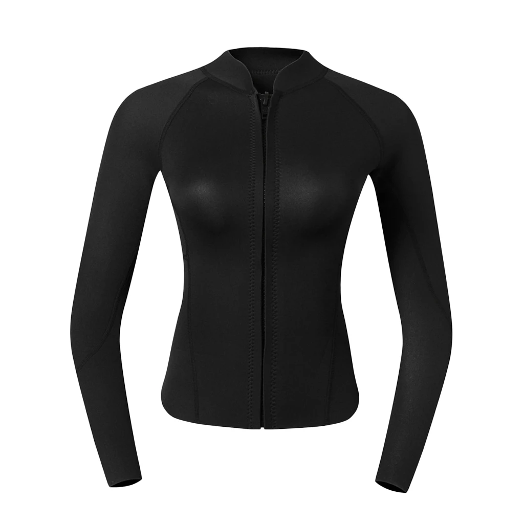 Black XS 2 мм Женский гидрокостюм Топ куртка UPF 50+ с длинным рукавом Рашгард - Цвет: Black XS