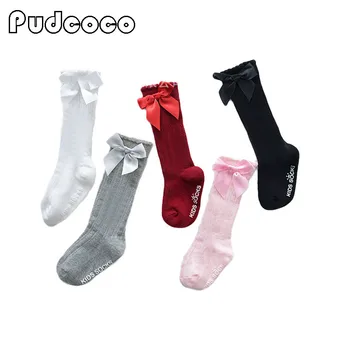 

Pudcoco носки baby accessories newborn gift Kids Toddler Girls Big Bow Knee High Long Soft Cotton Lace Baby Socks Bowknot Socks