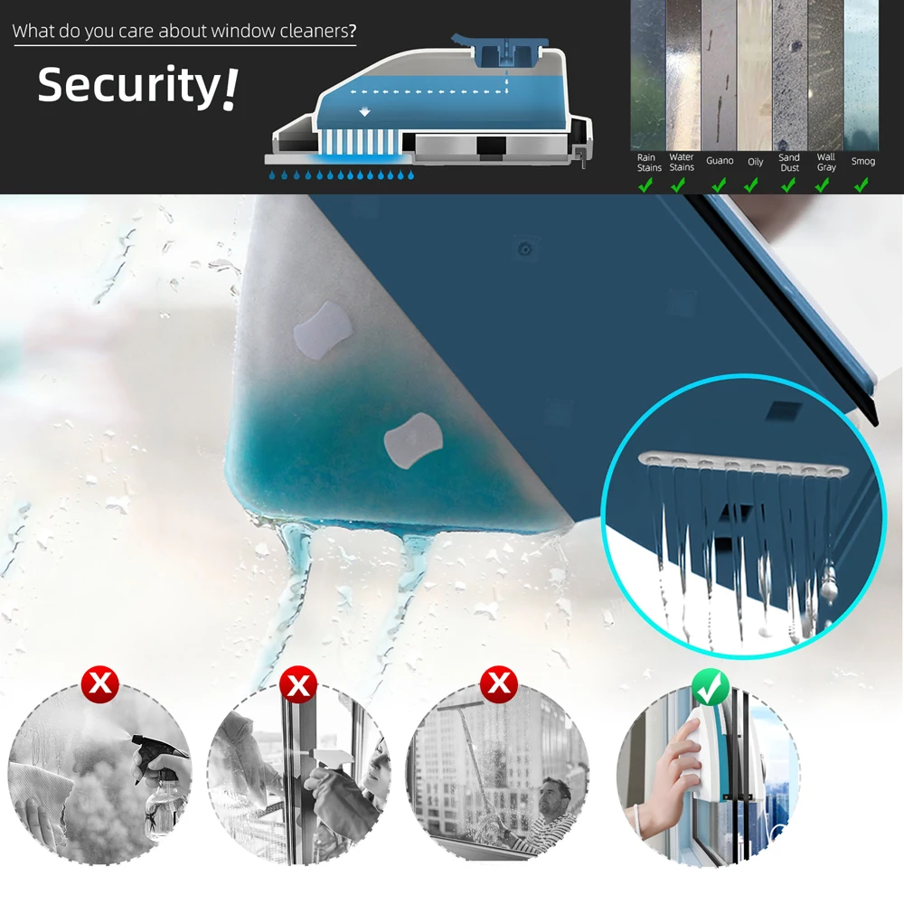 Magnetische Fenster Reiniger Pinsel Doppelseitige Magnetische Glas Fenster Reinigung Werkzeug Automatische Wasser Entladung Wischer für Hohe Fenster