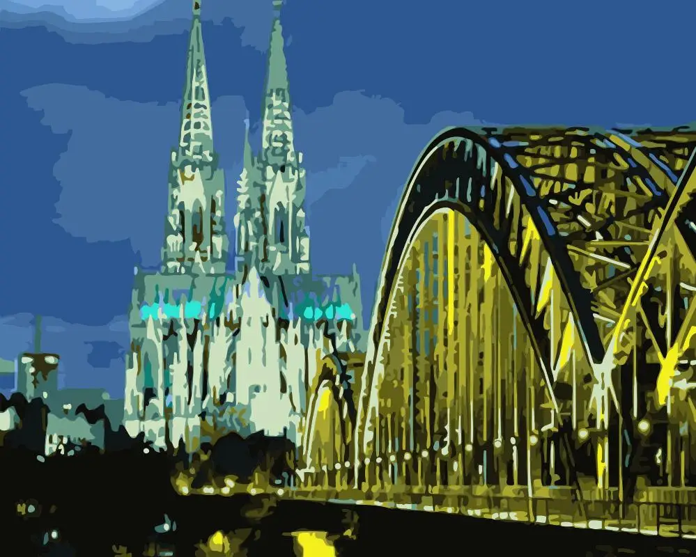 Dropshipping50x65cm Painting By Numbers DIY Night view bridge Landscape Wall Art Picture Acrylic For Wedding Decoration | Дом и сад