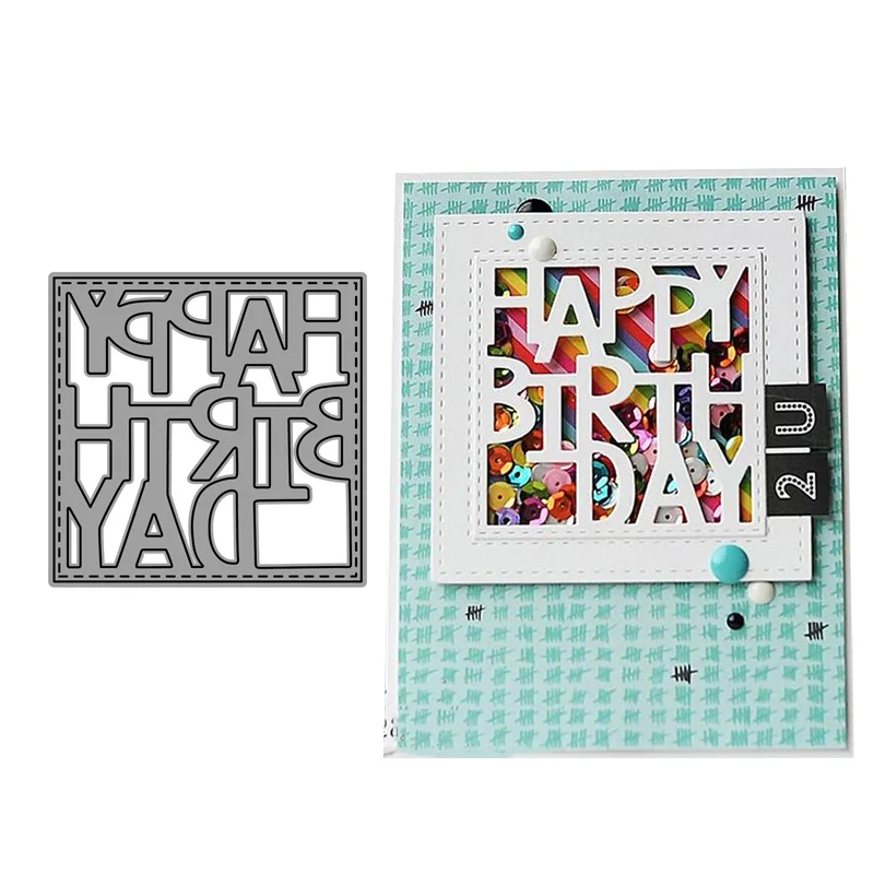 

Metal Cutting Dies for Scrapbooking Happy Birthday Letter Dies Cut Craft Stencil Handmade Album Paper Cards Making Model Decor