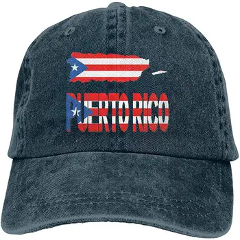 

Ejiazhan7 Puerto Rico Map Flag and Text Retro Adjustable Cowboy Denim Hat Unisex Hip Hop Natural Baseball Caps