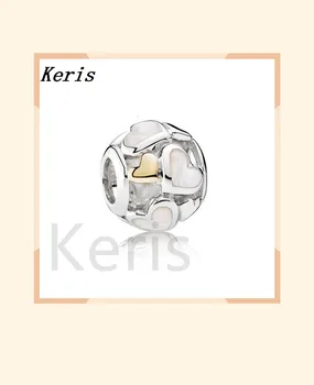 

100% 925 sterling silver 1:1 authentic 79189mop luminous hearts charm mother-of-pearl gold bracelet