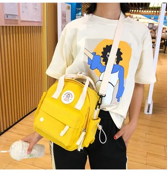 

2019 higt quality functional zipper mother backpack canvas solid bags yellow bag lager capacity free shipping