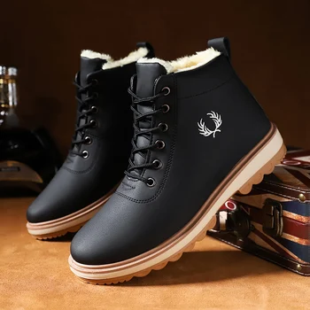 

Fashion Men Winter Shoes Plus Cotton Men High Top Sneakers Male Warm Hard-wearing Shoes Zapatos De Hombre Men Outdoor Snow Boots