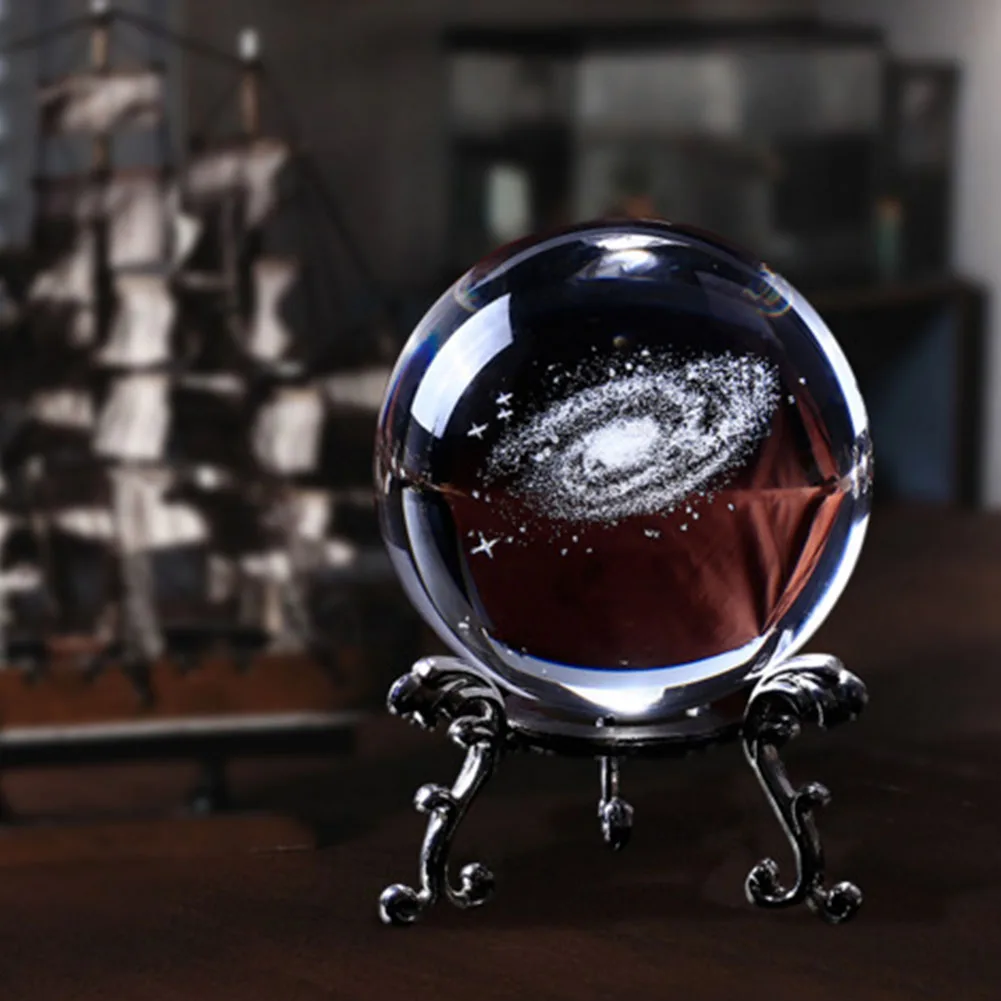 6 см Настольный подарок фото реквизит хрустальный шар 3D миниатюрное украшение Выгравированные планеты Солнечной системы модель дома с основанием