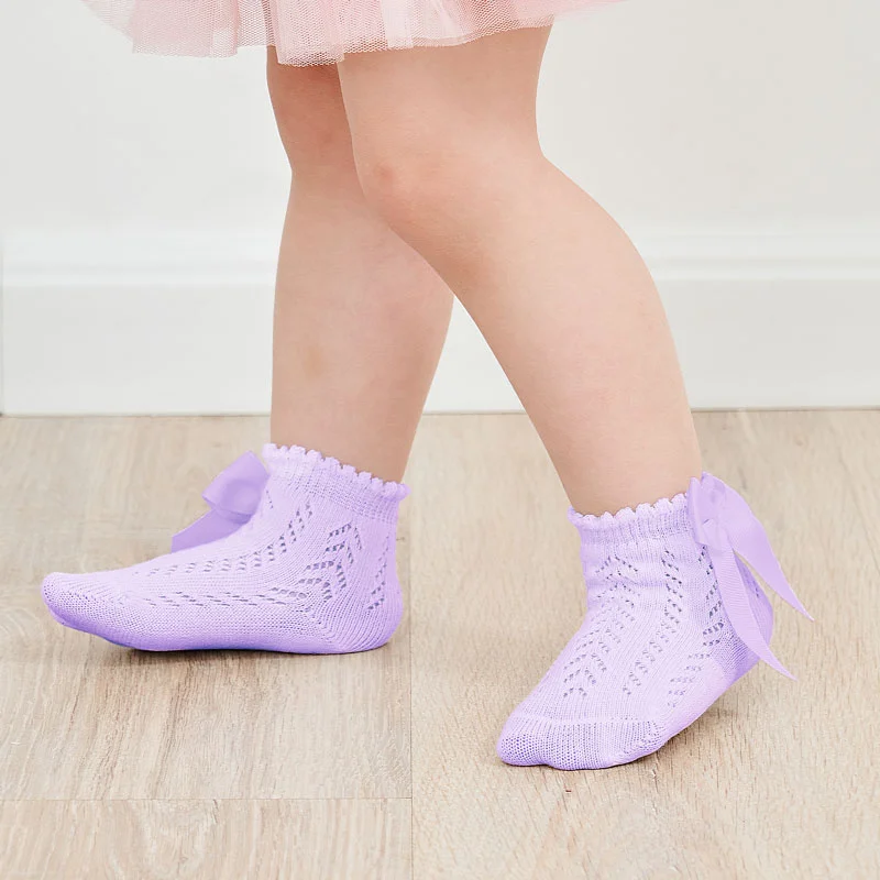 Kids Socks Summer Mesh Newborn Baby Girls Fashion Bow Thin 0-5Year White Red Black