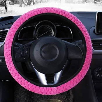 

TOSPRA Universal Soft Warm Plush Covers Anti-Slip Car Decoration Winter Steering-wheel Of Auto Steering Wheel Cover Car-styling
