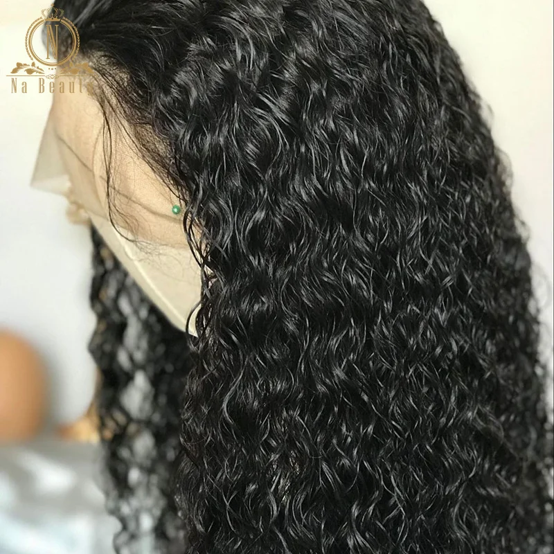 Вьющиеся человеческие волосы парик 360 кружевные передние al парик предварительно выщипанные перуанские 13x4 13x6 кружевные передние человеческие волосы парики для женщин Remy Черный Nabauty